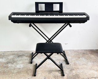 A Yamaha P-45 Digital Piano, Stand And Seat
