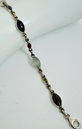 BEAUTIFUL STERLING SILVER MULTI GEMSTONE BRACELET