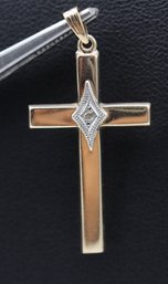 Wonderful Diamond & 10k Yellow Gold Cross Pendant