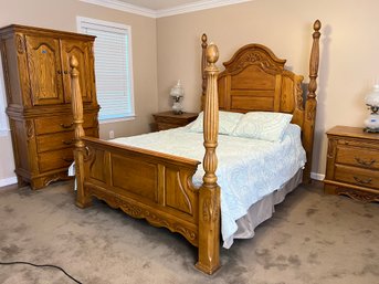 Oak 4 Poster Queen Size Bed