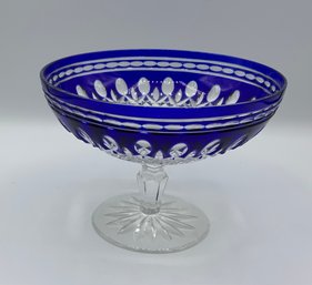 Gorgeous Waterford Crystal CLARENDON COBALT Compote Pedestal Bowl