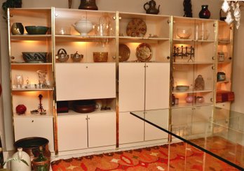5-Piece Cream And Glass Late 20th Century Wall Unit