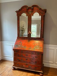 Antique Asian Designed Secretary Desk With Mirrors