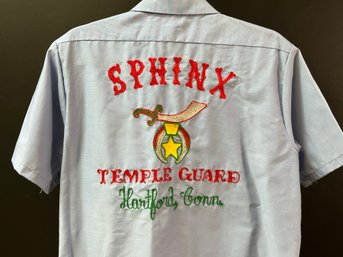 A Vintage Mid-Century Sphinx Temple Guard Shirt In Light Blue