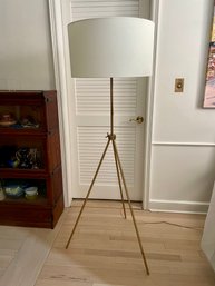 Brushed Brass Floor Lamp With Tripod Form Base