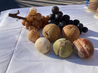 Grouping Of Vintage Circa 1940 Carved Alabaster Stone Fruit