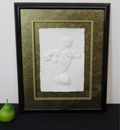 Embossed On Paper Nude Of A Male, Greek / Roman? Signed Nathan Nicely Framed - Part Of A Pair