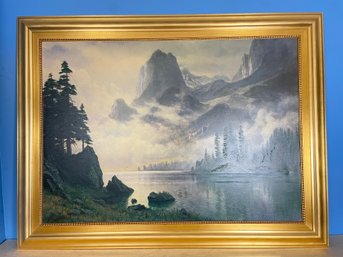 Mountain Out Of The Mist Print Of Oil Painting Framed