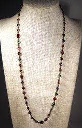 Fine Gemstone And Gold Over Silver Necklace Vintage