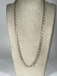 Wide Sterling Silver Link Necklace Chain 24' Long