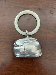 Antique Bunny Rattle Silver