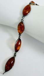 VINTAGE BALTIC AMBER STERLING SILVER MADE IN POLAND BRACELET