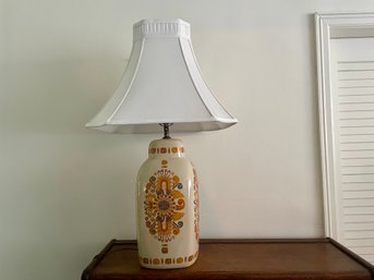 Large 1970s Medallion Designed Ceramic Table Lamp