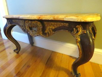 Italian Carved Wood Low Table Curved Legs With Gold