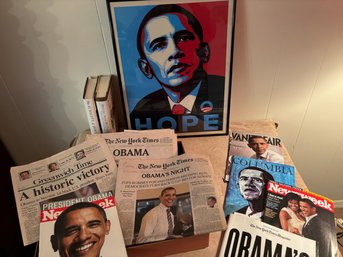 Lot Of Obama Paraphernalia Books Magazines Newspapers Print