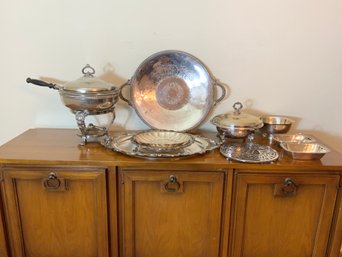 Large Assortment Of Silver Plate, 9 Pieces