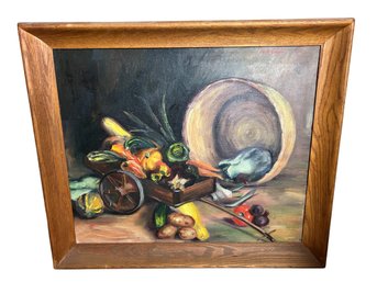 Edith R. Geiger (American, 1912-unk.) Original Midcentury Oil Painting, Vegetable Still Life