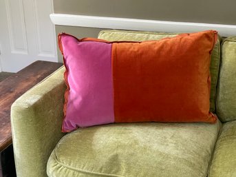 Rectangular Color-block Throw Pillow, Orange/ Fuchsia
