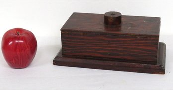 Mid-Century Pine Double Chamber Cigarette Or Playing Card Lidded Box