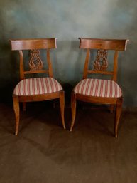 Early Hand Carved Side Chairs Lot Of 2