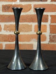 Pair Of Mid Century Modern Dansk Silver Plated Candlesticks By Jens Quistgaard