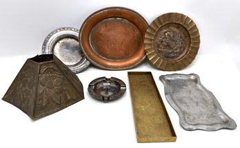Antique & Vintage Trays, Lamp Shade & Ireland Shannon Airport Ashtray, Copper, Pewter, Silver Plate  & More