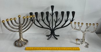 3 Menorah Candlestick Holders