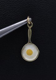 Unique & Intricate Design 14k Yellow Gold Frying Pan W/ Egg Charm