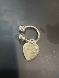Tiffany Sterling Silver Hanging Heart Key Ring
