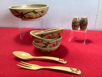 Cherry Painted Salad Set