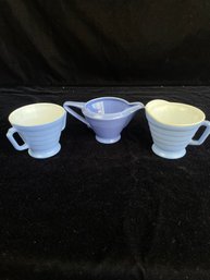 Blue And White Creamer And Sugar Set