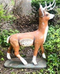 Mid Century Concrete And Metal Deer Statue