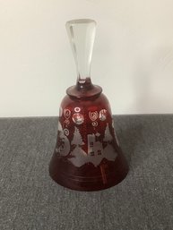 Cranberry And Clear Glass Bell