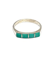 Vintage Sterling Silver Turquoise Color Inlay Ring, Size 6.25