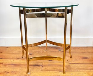 A Vintage Italian Modern Brass And Glass Side Table