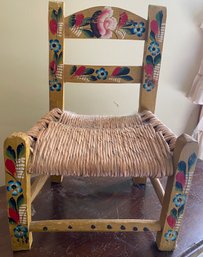 Woven And Paint Decorated Small Chair