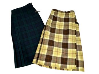 Vintage Scottish Wool Kilt Skirt Duo