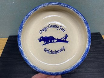 Orange County Fair 40th Anniversary 9 5/8'' Stoneware Pottery Bowl Dish With Maker's Stamp.