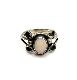 Vintage H Secate Sterling Silver White Stone Ring, Size 6
