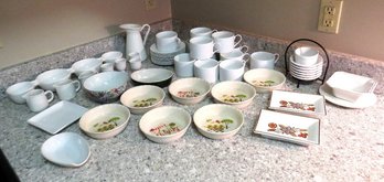 Lot Of Mixed Ceramic Whiteware - Cups & Saucers, Serving Dishes, Creamers & More.