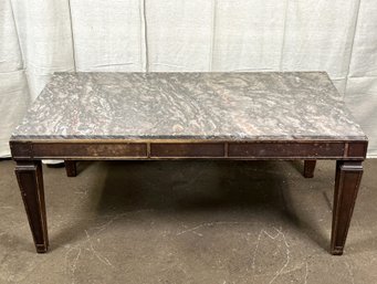 A Striking Vintage Kittinger Coffee Table With A Stone Top
