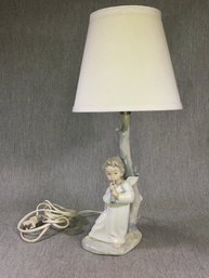 AS IS (1 Of 2) Vintage 1981 LLADRO Lamp - Angel Playing Horn - Retired Piece - Hand Made In Spain - WOW !