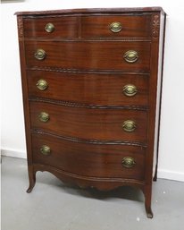 A Mid Century Mahogany Bow Front 6 Drawer Tall Chest Dresser