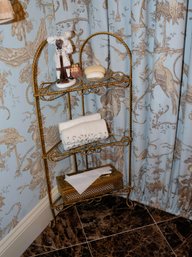 Beautiful Gold Toned Metal Corner Shelf