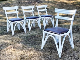 A Set Of 4 Ficks Reed Style 1940's Rattan Chairs - AS IS