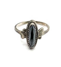 Vintage Sterling Silver Large Marcasite Stone Ring, Size 3.75