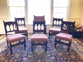 Set Of Six Wooden Dining Room Chairs