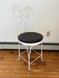 Wrought Iron Ice Cream Parlor Chair With Wooden Seat