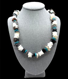 Beautiful White Shells And Turquoise Color Surfer Necklace