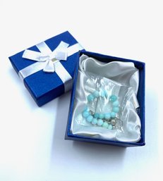 925 Silver Bracelet W/ Enhanced Blue Opal